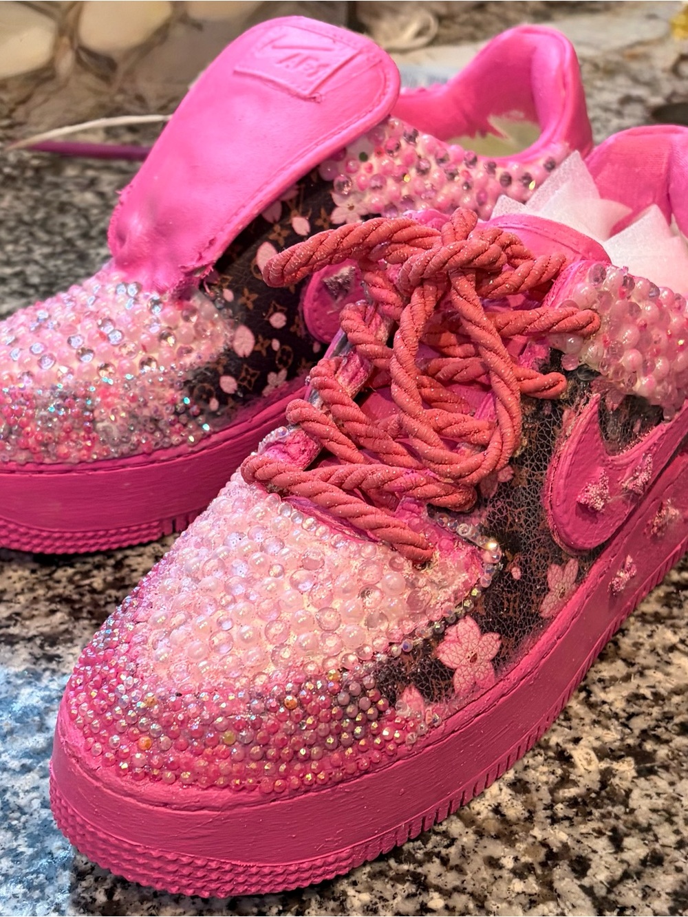 Nike Kids Pink Crystal Embellished Sneakers